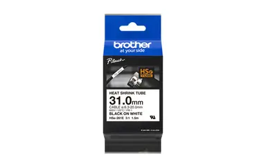 Brother International Corporat 1.2IN X 4.9FT(30.5MM X1.5M) 3:1 Heat Shrink Tube Blk ON White DIA: 0.24IN-0.7