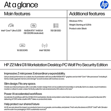 HP Z2 Mini G1I U5 235 16GB 512GB Nvidia Quadro RTX A400 (4GB) WIN11 Pro 3/3/3, image 7