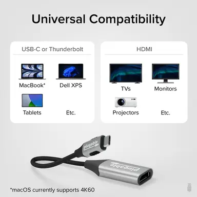 Plugable Technologies Plugable USB C to HDMI Adapter, 8K 60HZ or 4K 144HZ Type C USB to HDMI Adapter F, image 8