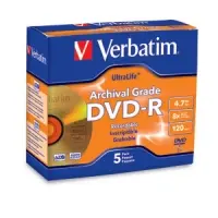 Verbatim Americas 5PK DVD-R 8X Ultralife Gold Jewel Case, image 3