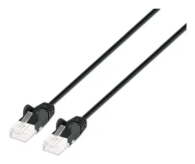 Intellinet Cat6a U/UTP Slim Network Patch Cable, 0.5 FT., Black