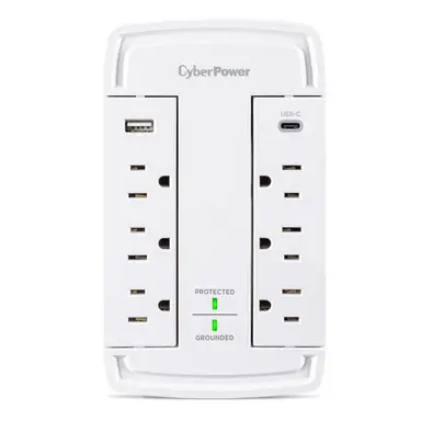 Cyberpower Systems (USA) Cyberpower Surge 5-15P Input Wall Tap White 6 - Nema 5-15R; 1 Type