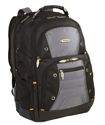 Targus 17 Drifter II Backpack, Black/Gray, Padded Laptop Compartment with Zippered Pock