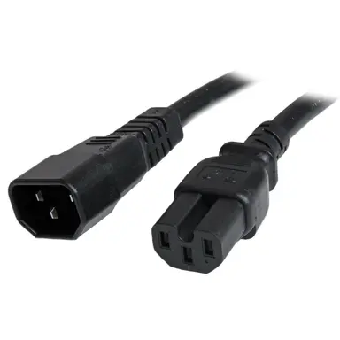 StarTech.com 3 ft (1M) Heavy Duty Extension Cord W/ IEC 60320 C14 to C15 Connectors; 250V at 1