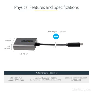 StarTech.com USB-C to DVI-D Adapter/Converter Single-Link (DVI-I Connector Digital Only) - 4K, image 8
