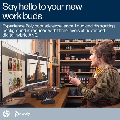 HP New Poly Voyager Free 60+ UC Carbon Black Earbuds +BT700 USB-C Adapter +TOUCHSCR, image 8