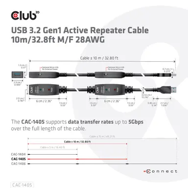 Club 3D B.V USB-a Active Repeater Cable 10M/32.8FT, image 8