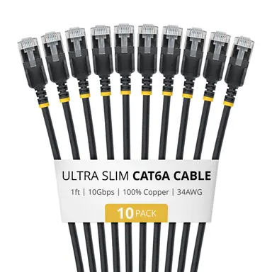 StarTech.com 10-Pack of Ultra Slim Cat6a Cables Is Ideal for Multiple Setups; 10GBPS Ethernet, image 3