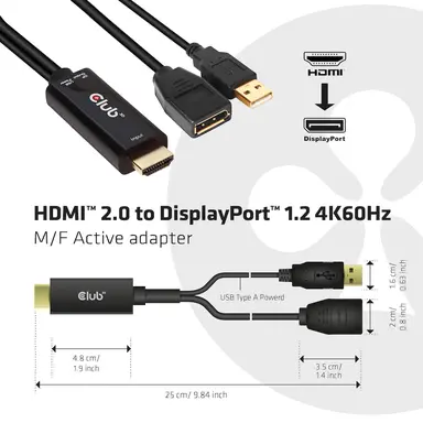 Club 3D B.V HDMI to DisplayPort 1.2 Active Adapter Which Transmits a HDMI Signal into a Disp, image 6