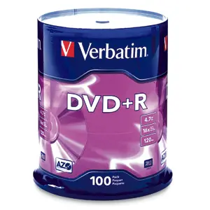 Verbatim Americas Verbatim Azo DVD+R 4.7GB 16X with Branded SURFACE-100PK Spindle