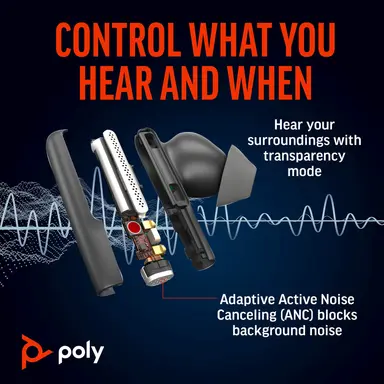 HP Poly Voyager Free 60+ UC M Carbon Black Earbuds +BT700 USB-C Adapter +TOUCHSCREE, image 7