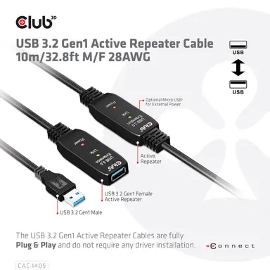 Club 3D B.V USB-a Active Repeater Cable 10M/32.8FT, image 7
