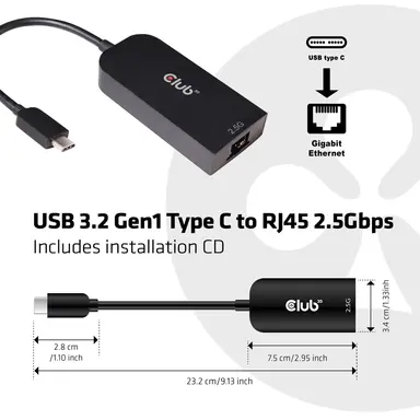 Club 3D B.V USB Type C 3.1 to RJ45 2.5GB, image 7