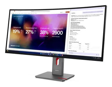Lenovo 39.7 21:9 Wuhd 5120 × 2160 Resolution T V Certified IPS Black 2500R Curved Scree, image 5