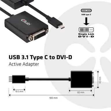 Club 3D B.V USB 3.1 Type C Male to DVI-D Female Active Adapter, Supports Resolution up to 1, image 7