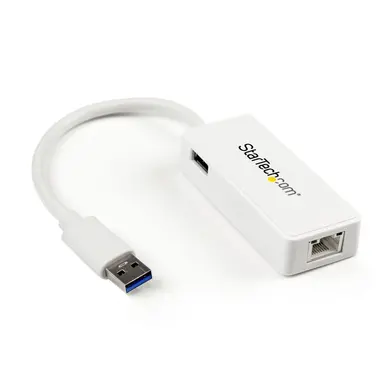StarTech.com Add a Gigabit Ethernet Port and a USB 3.0 Pass-Through Port to Your Laptop Throu