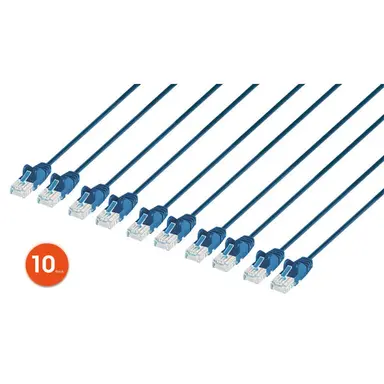 Intellinet Cat6 U/UTP Slim Network Patch Cable, 0.5 FT., Blue, 10-Pack, image 7