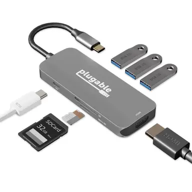 Plugable Technologies Plugable USB-C 7-in-1 Hub 4K60HZ HDMI, Universal Compatibility for Dell/Lenovo/H, image 4