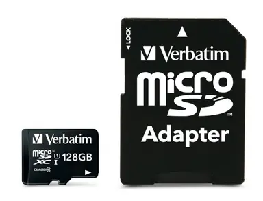 Verbatim Americas 128GB Premium microSDXC Memory Card with Adapter, UHS-I Class 10