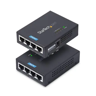 StarTech.com 4-Port Gigabit Midspan, PoE+ Injector, 802.3AT and 802.3AF, Wall-Mountable Power