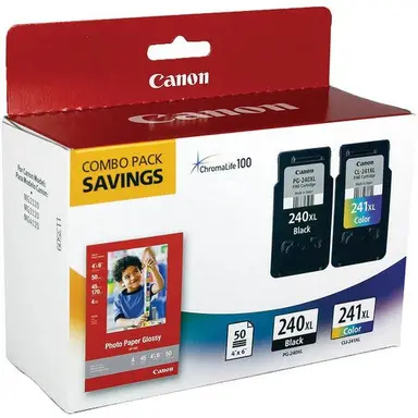 Canon PG-240XL/CL-241XL W/ Photo Paper 50 Sheets - for MG2120 MG3120 MG4120 M