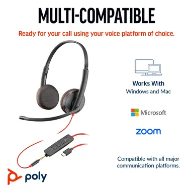 HP Poly Blackwire 3225 Stereo USB-C Headset +3.5MM Plug +USB-C/A Adapter (Bulk), image 4