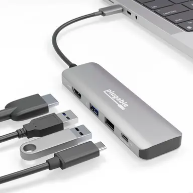 Plugable Technologies Plugable USB C Multiport Adapter Hub, 4 in 1, 100W Power Delivery Charging, USB, image 4