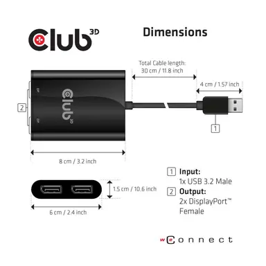 Club 3D B.V USB A 3.1 Gen 1 to DP 1.2 Dual Monitor Support 4K60HZ.IS A Unique Product That A, image 8
