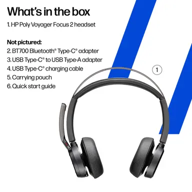 HP Poly Voyager Focus 2 USB-C-C Headset +USB-C/A Adapter WW, image 8