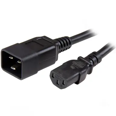 StarTech.com 3 ft (1M) Heavy Duty Extension Cord W/ IEC 60320 C13 to C20 Connectors; 125V at 1