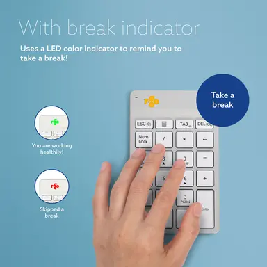 R-Go Numpad Break, Numeric Keypad, Bluetooth, White, image 8