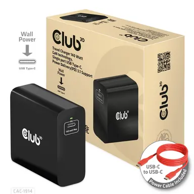 Club 3D B.V 140W Gan 1X Usbc Travel Charger, image 4