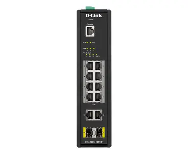 D-Link Systems 12-PORT Mngd Industrial Switch -40C to +75C. POE 240W Budget