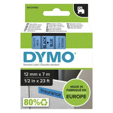 Dymo Labelmanager D1 Tape 12MMX7M 1/2X23 BK/BLU