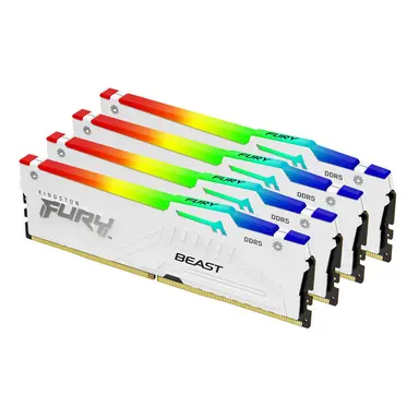 Kingston 128GB 5200MT/S DDR5 CL40 DIMM (Kit of 4) Fury Beast White RGB XMP