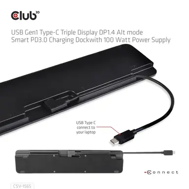 Club 3D B.V Usbc Tripledisplay DP1.4 100W PD3.0 Dock, image 8