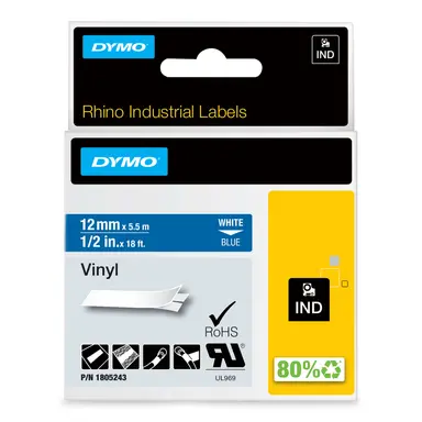Dymo Rhino 1/2IN Blue VINYL-12MM