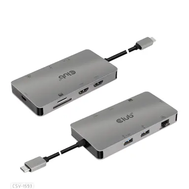 Club 3D B.V USB 3.2 GEN1 Type-C 8-in-1 Hub - 2 HDMI, 2 USB-a, RJ45, SD/Micro SD and USB-C., image 6