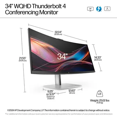 HP Sbuy S7 Pro 734PM 34 in WQHD Conferencing Monitor, image 8