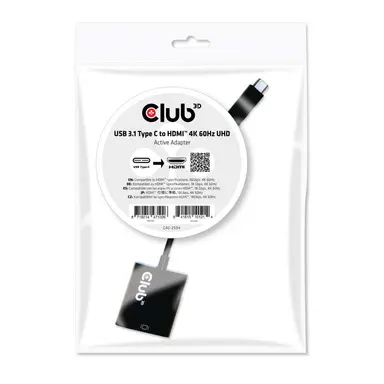 Club 3D B.V USB Type C 3.1 Gen 1 to HDMI 2.0 4K60HZ HDR Active Adapter, image 6