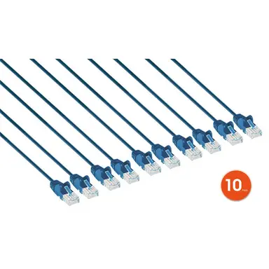 Intellinet Cat6 U/UTP Slim Network Patch Cable, 0.5 FT., Blue, 10-Pack, image 8