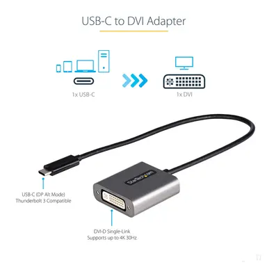 StarTech.com USB-C to DVI-D Adapter/Converter Single-Link (DVI-I Connector Digital Only) - 4K, image 7