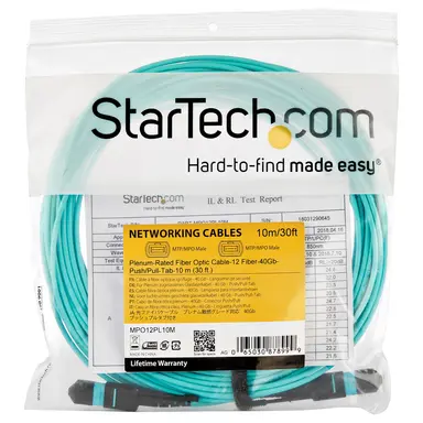 STARTECH.COM 10M (33FT) MTP(F)/PC to MTP(F)/PC OM3 Fiber CABLE; 40 GBPS; 50/125UM CORE; Bandw, image 8
