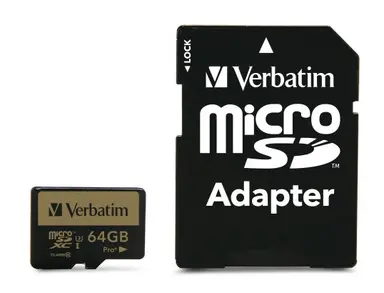 Verbatim Americas 64GB Proplus 600X microSDXC Memory Card with Adapter, UHS-1 U3 Class 10