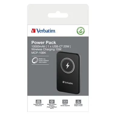 Verbatim Americas Charge N Go Magnetic Wireless Power Bank 10000 Mah - Black, image 5