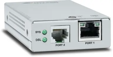 Allied Telesis DVDSL2 to 10/100/1000T, Mini Media Converter, Universal Psu