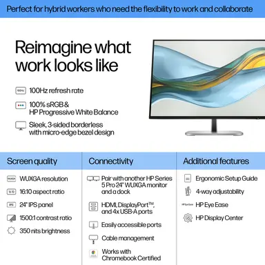 HP Sbuy S5 Pro 524PN 24 in WUXGA Monitor - C, image 6