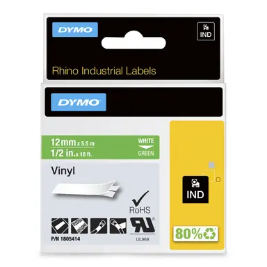Dymo Rhino 1/2IN Green VINYL-12MM