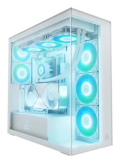Arctic Cooling Xtender VG (WHITE)-PC Case-Mid Tower-Tempered Glass Panel-Included a-RGB Fans-VE