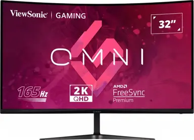ViewSonic 32 in Omni Curved 165HZ QHD 1MS Gaming Monitor with Freesync Premium, 2560 × 1440